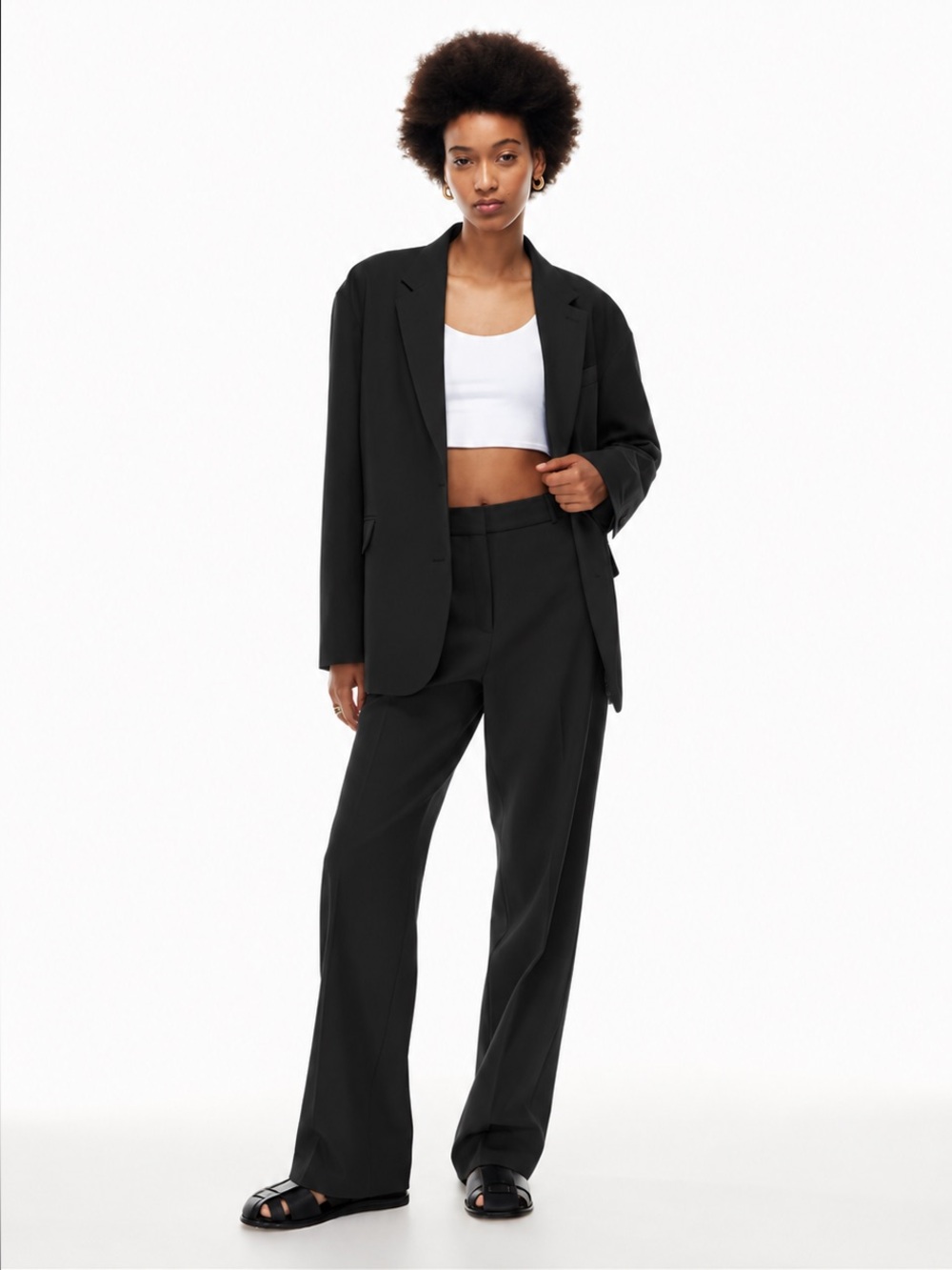 Aritzia Babaton Agency Pant Black Wool High Rise Tailored Trousers Size 10